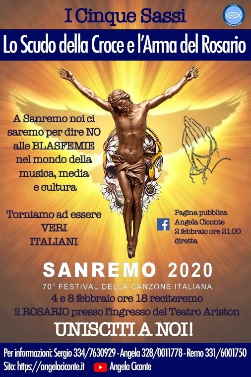 A Sanremo noi ci saremo per dire No alle Blafemie nel mondo della musica...